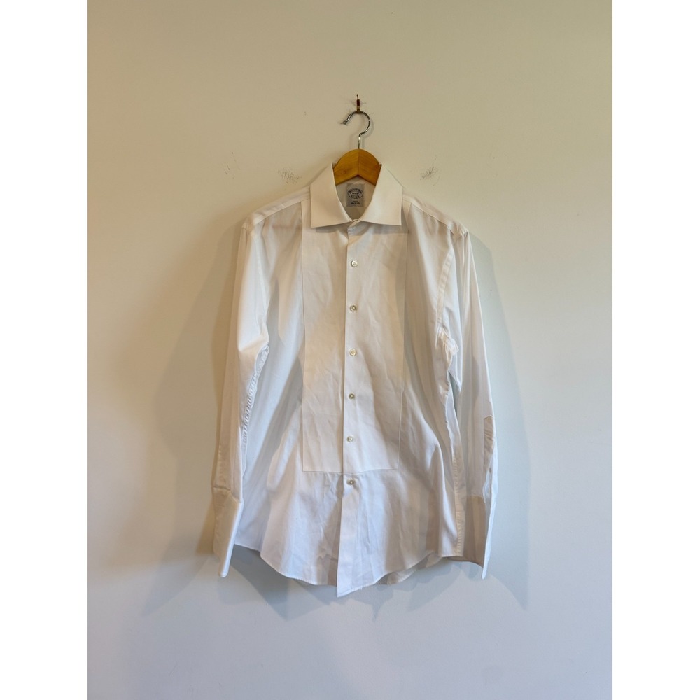 Brooks Brothers Tuxedo Shirt Mens 15.5 32 White Cotton French Cuff Slim Fit